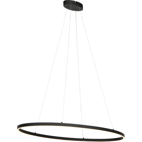 QAZQA Lampada a sospensione ovallo - Design - Acciaio,Plastico - Nero - Ovale (non sostituibile) LED Max. 1 x 30 Watt