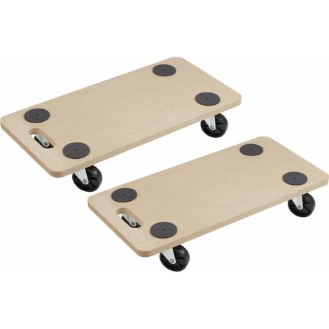 Metafranc Transportroller 590 x 290 mm - 2 Stück - 200 kg Tragkraft - MDF-Platte mit PP-Rädern (1/2)