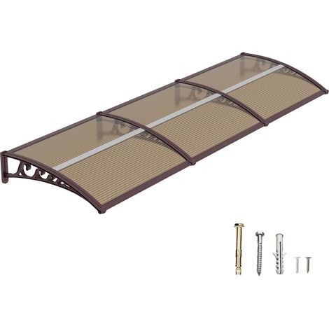 Auvent de Porte d’Entrée 150 × 240 cm, Marquise en Polycarbonate Transparent, Toit de Protection Résistant Contre la Pluie et Les Rayons UV, Gris pour Maison et Entrée (1/5)