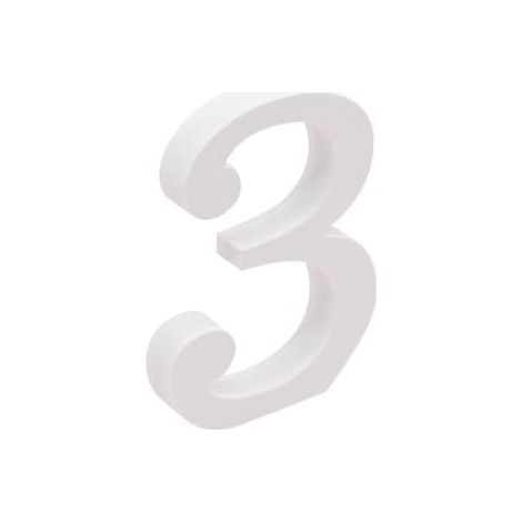 Numero 3 madera decorativo 11 cm Blanco (1/3)