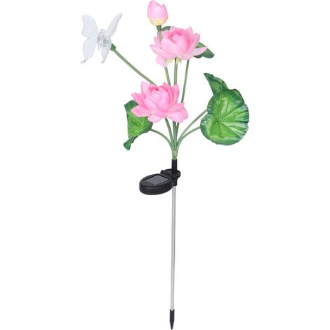 Lampe solaire LED prairie fleur papillon multicolore jardin terrasse extérieur controlé lumière 80.5cm 1pc (1/5)