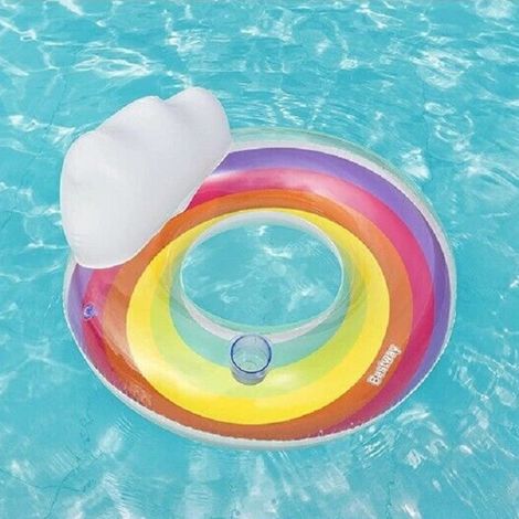 TRADE SHOP - Poltrona Gonfiabile Con Schienale Portabicchiere Fashion Rainbow Dream 107cm 43647 - (1/5)