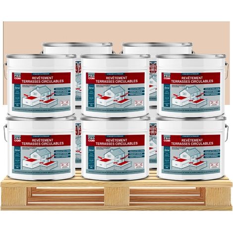Peinture, résine d'étanchéité imperméabilisation terrasse circulable, balcon, sols extérieurs, béton, plusieurs coloris PROCOM E2CCBA 10 x 10L (1/5)