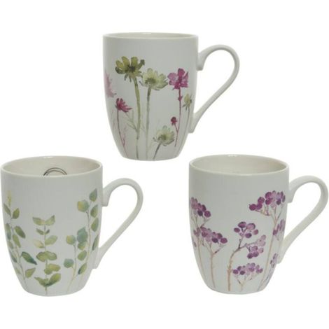 TAZA PORCELANA C/FLORES 8X11X10,5CM. 3 MODELOS SURTIDOS