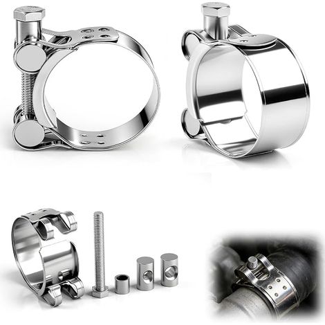 Stainless Steel Hose Clamps Joint Bolt Clamps Hose Clamps for 52-55mm Pipes Fit for Motorcycle Exhaust Pipe Water Pipe (1/5)