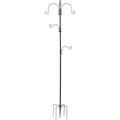 Bird Feeding Station, 4 Adjustable Hooks, Black Epoxy-Coated Steel, Outdoor Garden (1/5)