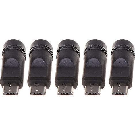 Lot de 5 adaptateurs jack femelle 5,5 x 2,1 mm vers micro USB mâle pour alimentation CC (1/4)