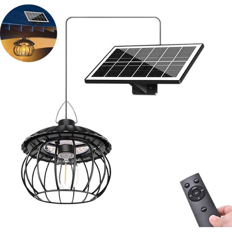 Suspension solaire à une tête, lampe suspendue d'extérieur, étanche, avec télécommande, pour terrasses et vérandas (lumière chaude). (1/5)