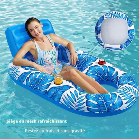 1 PCS Siège Bain Gonflable,Porte-gobelets,Hamac Eau,Matelas Plage,Adultes,Enfants,Été,Plein Air Lumiryn (1/5)