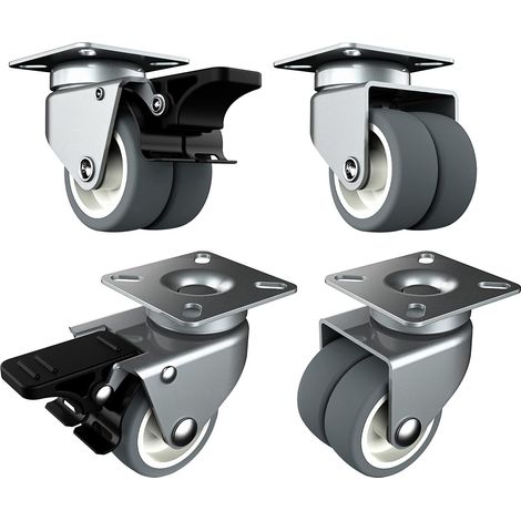 Ruote per mobili resistenti da 50 mm con freno di sicurezza per carichi pesanti. Portata totale 400 kg (2 con freno e 2 senza). (1/4)