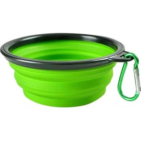 Abreuvoir de voyage pliable en silicone pour chien - Vert - 450 ml - Gamelle pliable - 1 pièce (1/4)