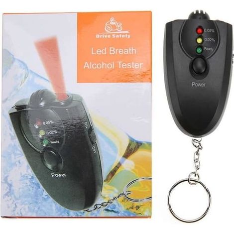 SABIR-SURENHAP Mini éthylotest porte-clés LED avec fonction lampe torche, noir (1/4)