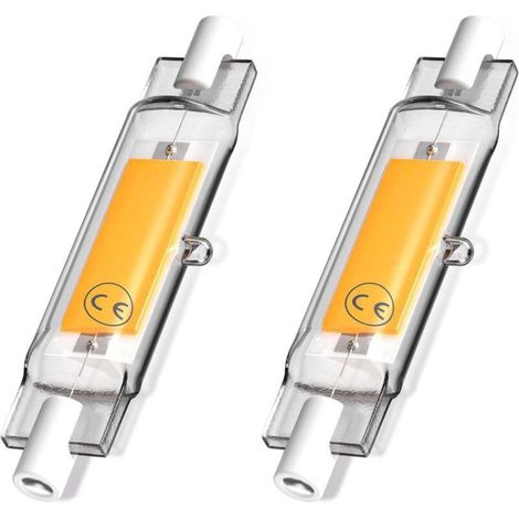 5W R7s 78MM Ampoule LED de J78 COB filament, 500 lumens 360 degrés, ampoule halogène 30W 48W 50W équivalent, parfait pour maison, cuisine, pièce, balcon, bureau etc(2pcs, Lumière du jour 4000K) [Class (1/4)