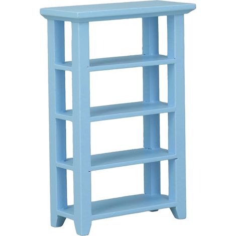 Miniatur-Blumenständer für Puppenhäuser, Maßstab 1:12, 4-stöckiges Holzregal, blau. (1/5)