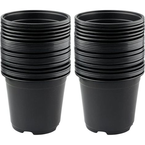Aiperq – 50er-Pack schwarze Kunststoff-Blumentöpfe, 15 cm – Drainage für gesundes Wachstum – Temperaturbeständig (1/4)