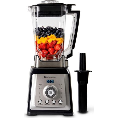 [JAMAIS UTILISE] KitchenBrothers Blender à 8 lames - KitchenBrothers - Réservoir en plastique de 2L - 8 Vitesses - 4 Modes- inox (1/5)