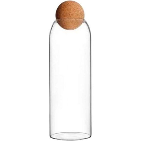 Récipient de conservation en verre avec couvercle en bambou - Bocal en verre pour farine, thé et bonbons - 1400 ml (1/5)