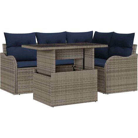 Outdoor Dining Set 5 pcs Grey Poly rattan vidaXL (1/5)