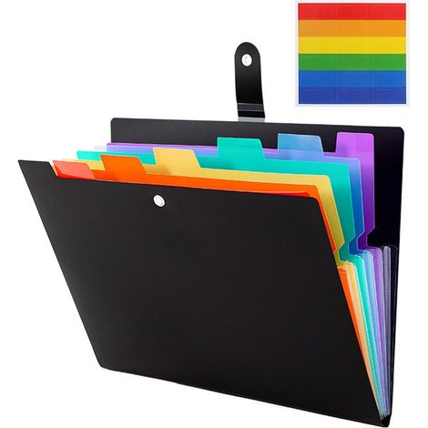 Chemise à documents A4 à 7 compartiments - 6 couleurs - Grande capacité - Matériau PP imperméable - Comprend 24 étiquettes - Idéale pour l'école, le bureau et la maison (1/5)