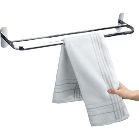 Porte-serviettes double, 40 cm, en acier inoxydable poli SUS304, fixation murale pour salle de bain. Porte-serviettes mural à 2 barres. (1/5)