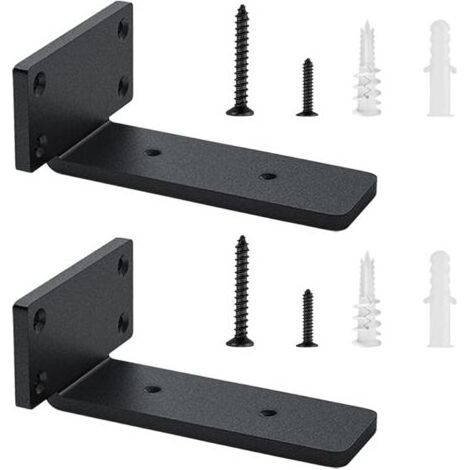 Lot de 2 Supports d'étagère Flottants de 15cm, Supportsd'étagère Robustes pour Étagères, Supports D'Étagère Industriels Avec Vis Assorties Équerre Étagère, Capacité de Charge de 75 Kg (Noire) (1/5)