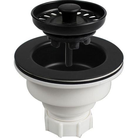 BONDE À Panier Noir pour ÉVIER DE Cuisine. Finition Mat. Qualité ABS Haute densité très résistant et Simple à Installer sur Tout Type et Style d'éviers - INOX, Résine, Quartz. Plastique et PP (1/5)