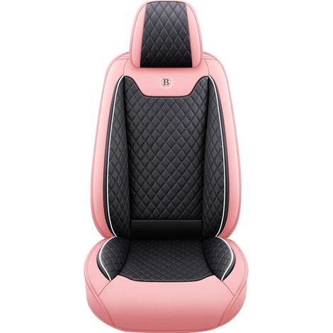 Housse de siège auto, cuir PU imperméable, ajustement universel, Noir et Rose (1/2)