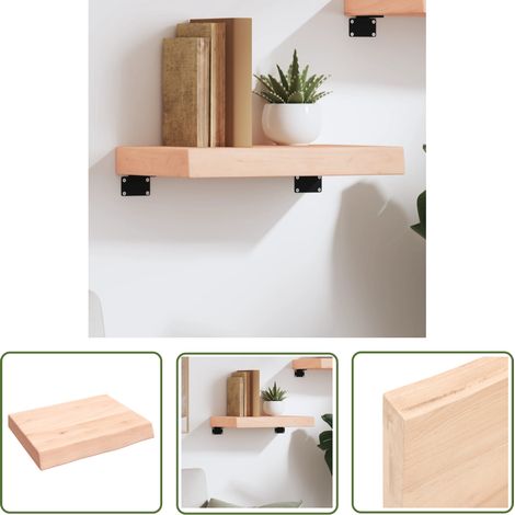 The Living Store Étagère murale 40x30x(2-6) cm bois de chêne massif non traité - Étagère Murale - Étagère Flottante - Rangement Mural - Bibliothèque Murale - Décoration Murale (1/5)