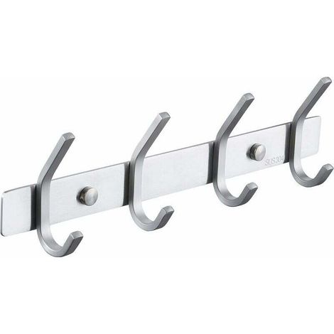 Patère Porte Manteau Salle de Bain Porte Manteau Metal Mural 4 Crochets Patère Murale Salle de Bain Acier Inoxydable SUS304 Finition Brossée, AH203H4-2
