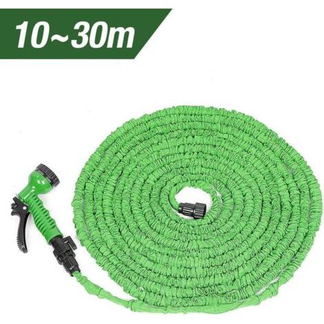 Tuyau d'arrosage extensible vert, 10m jusqu'à 30m, pistolet et raccord fournis, 7 jets différents (1/5)