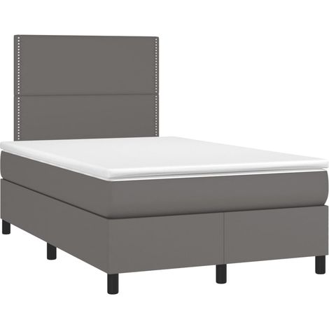 Maison Exclusive - Sommier à lattes de lit avec matelas gris 120x190 cm similicuir (1/5)