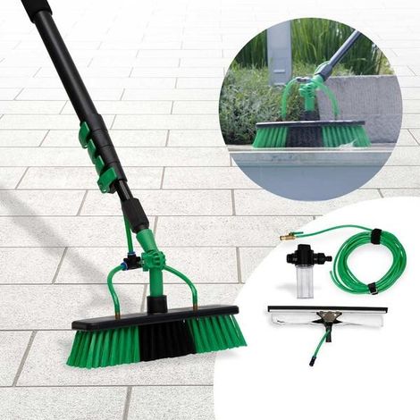 Balai brosse à eau télescopique Aquaclean Deluxe - Nettoyage Sols, Toitures, Surfaces en Hauteur - Manche réglable jusqu'à 3m60