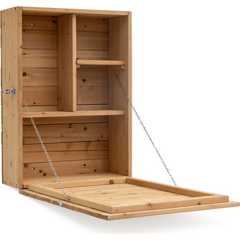 Meuble bar mural en bois de pin – Dimensions 55x22x77,5 cm – Porte frontale convertible en table – Étagères intégrées – Poids supporté 50 kg – Kovyx