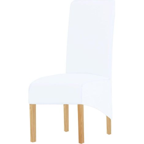 Housses de chaise XL tissu résistant dossier haut spandex blanc 1 pièce (1/5)