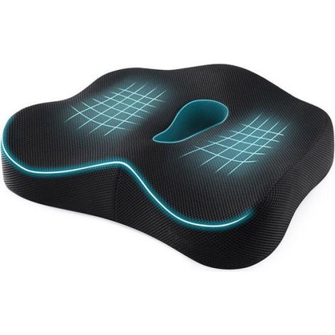 Coussin Siège - Mousse À Mémoire De Forme Respirante - Pour Chaise Bureau Voiture Fauteuil Roulant - 1 Pièce (1/4)