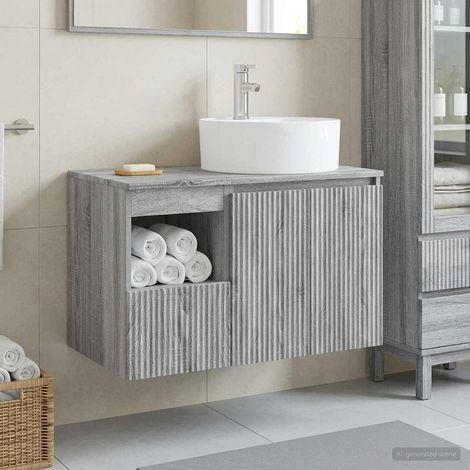Beyamis Ensemble de meubles de salle de bain 2 pièces, gris (1/5)