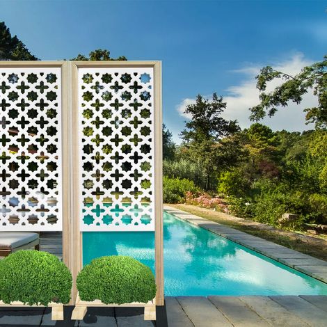 CROSS - Paravent modulable - 70x190 cm - en bois et PVC - Couleur : blanc