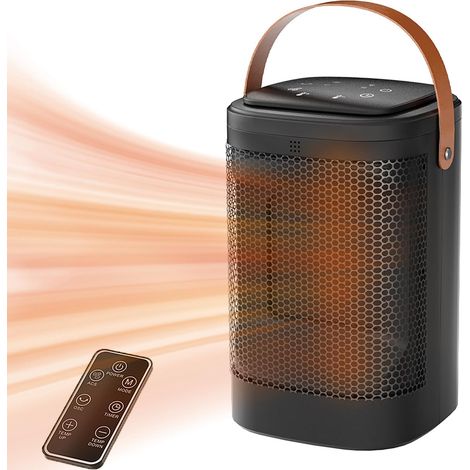 Riscaldatore ausiliario, termoventilatore da 1200 W, piccolo ed economico riscaldatore elettrico con telecomando [3 modalità di riscaldamento, riscaldamento rapido, timer 12 ore, oscillazione a 70°] (1/5)