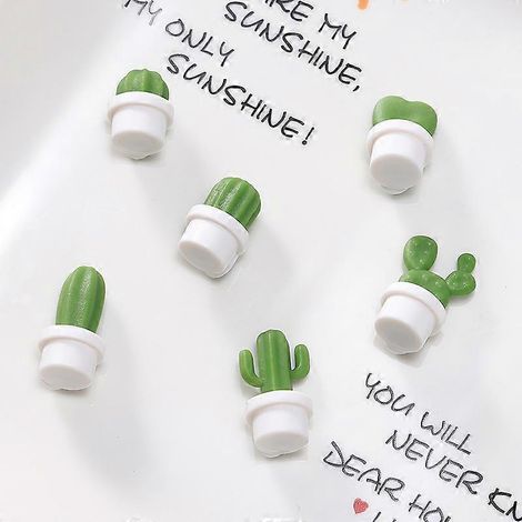 12 aimants décoratifs en forme de cactus en cristal pour réfrigérateur, armoires de bureau, tableaux blancs et photos. (1/5)