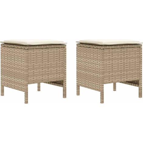 Garden Footstool 2 Piece Beige and Cream 38 x 38 x 45 cm vidaXL