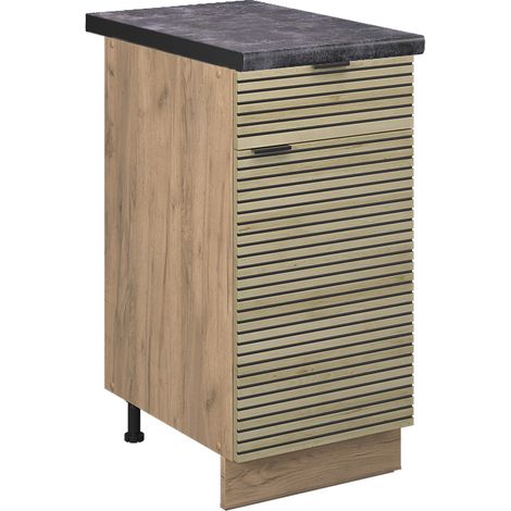 Küchenunterschrank Fame-Line, Eiche Paneel, 40 cm , AP Anthrazit, Vicco