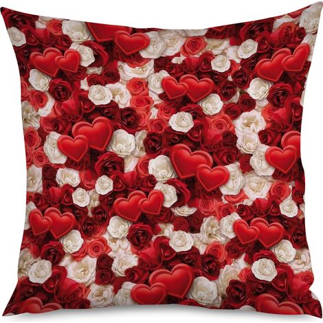 Housse de Coussin with cœurs brodés, aspect texturé (1/5)