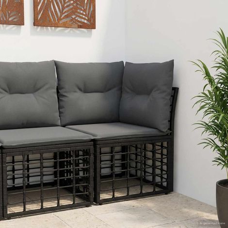 vidaXL Modular Outdoor Corner Sofa Unit Black Poly Rattan