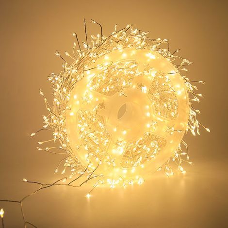 Guirnalda de luces LED para exteriores de 6 m y 200 LED – Caja de baterías impermeable con control remoto – IP44 para uso interior y exterior – Blanco cálido (1/4)