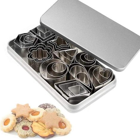 Mini-Ausstecher-Set - 30 kleine Formen zum Ausschneiden von Teig, Tortenkruste und Obst - Sternblumen-Sechseck Rundes Herz Quadratisches Dreieck Ovaler Regentropfen Geometrische Formen Cutter (1/5)