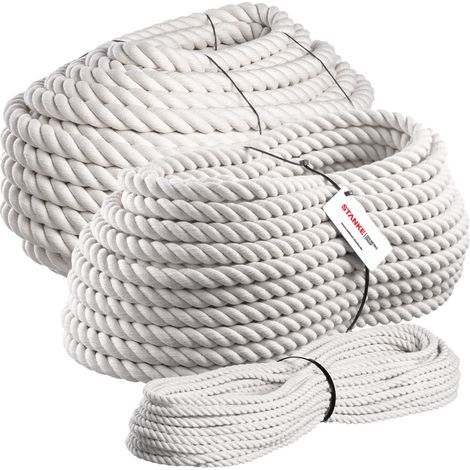 Seilwerk STANKE 20 m Corde de coton 18 mm fibres naturelles torsadé à la main gréement