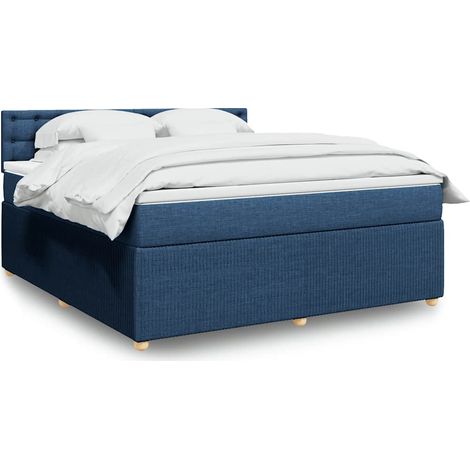 Boxspringbett mit Matratze Blau 180x200 cm Stoff