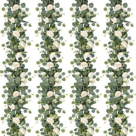 Set of 4 artificial flower garlands, wedding rose vine garlands, eucalyptus garland, hanging party decoration, Champagne (1/4)