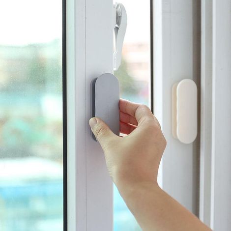 Poignées de porte de balcon lot de 4, poignées adhésives pour meuble, accessoire extérieur en plastique gris, poignée de tiroir et placard, fixation sans perçage, usage portail et verrière (1/5)