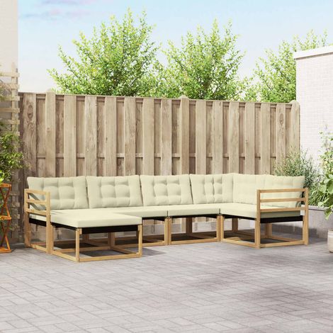 vidaXL Outdoor-Sofagarnitur mit Kissen 6 pcs Weiß und Creme (1/5)